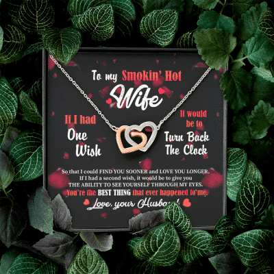 To My Smokin' Hot Wife Interlocking Hearts Pendant Necklace - Jewelry Gifts From Husband To Wife