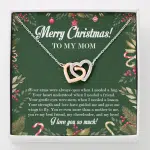 Merry Christmas To My Mom Interlocking Hearts Pendant Necklace - Interlocking Hearts Necklace