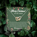 Merry Christmas To My Mom Interlocking Hearts Pendant Necklace