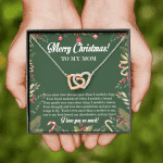 Merry Christmas To My Mom Interlocking Hearts Pendant Necklace