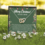 Merry Christmas To My Mom Interlocking Hearts Pendant Necklace