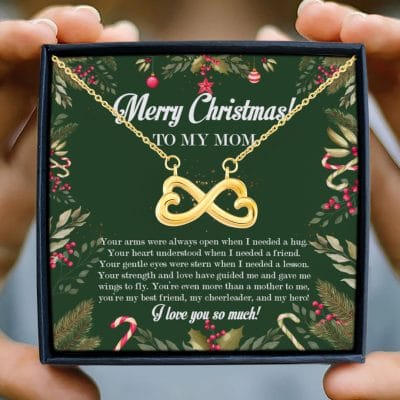 Alternative view of Merry Christmas To My Mom Infinity Love Pendant Necklace