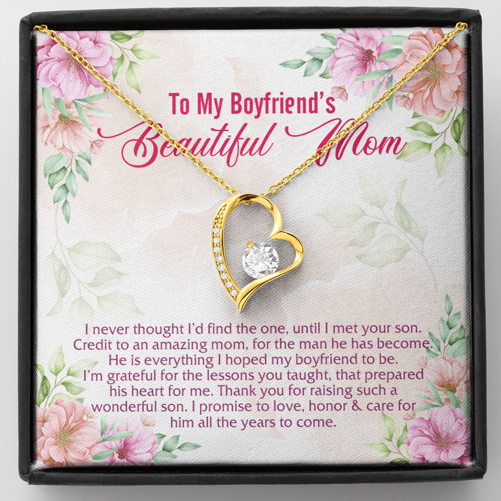 To My Boyfriend's Beautiful Mom I Never Thought I'd Find The One Forever Love Heart Pendant Necklace - Forever Love Necklace (18K Yellow Gold) To My Boyfriend's Beautiful Mom I Never Thought I'd Find The One Forever Love Heart Pendant Necklace - Forever Love Necklace (18K Yellow Gold)