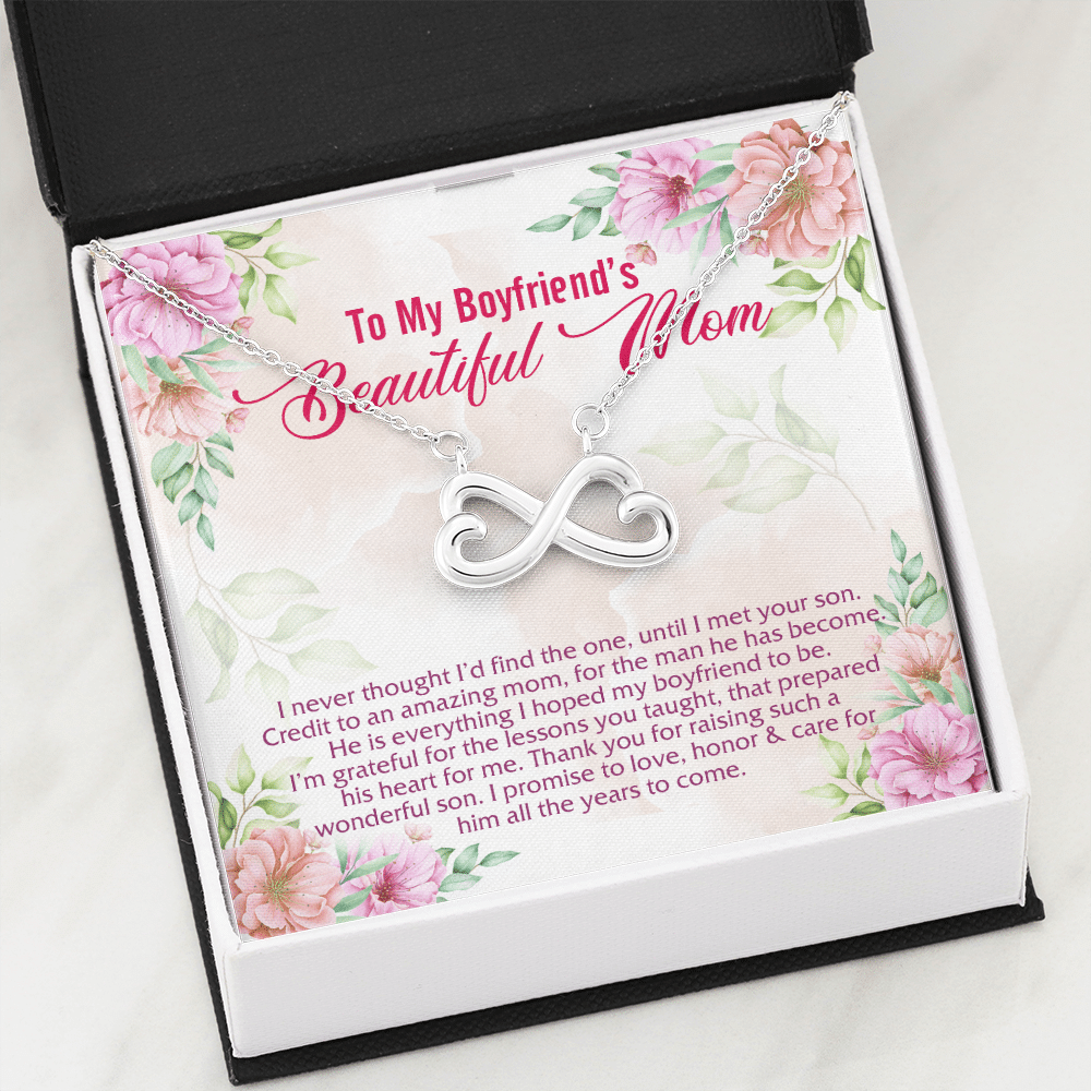 To My Boyfriend's Beautiful Mom I Never Thought I'd Find The One Infinity Heart Pendant Necklace