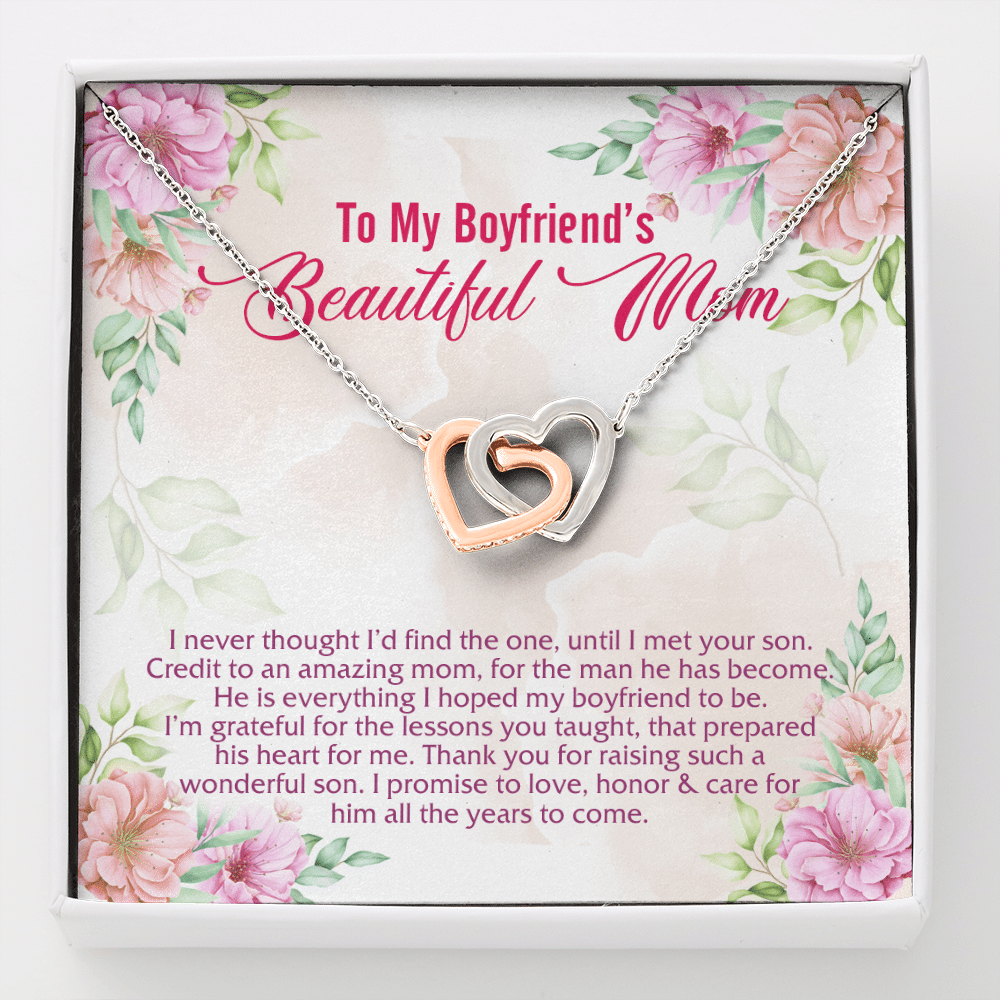 To My Boyfriend's Beautiful Mom I Never Thought I'd Find The One Interlocking Hearts Pendant Necklace - Interlocking Hearts Necklace