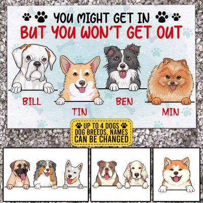 Alternative view of Custom Dog Breeds Doormat You Might Get in But You Won't Get out Funny Entrance Indoor Outdoor Decorative Doormat