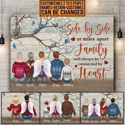 Personalized Side By Side Or Miles Apart Family Will Always Be Connected By Heart Memorial Canvas Prints - Poster