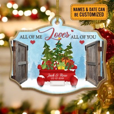 Alternative view of All Of Me Loves All Of You Personalized Married Couples Wedding Custom Shaped Christmas Ornament
