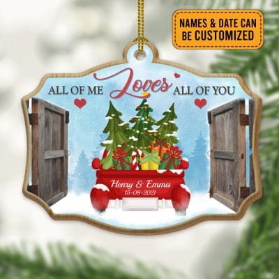 All Of Me Loves All Of You Personalized Married Couples Wedding Custom Shaped Christmas Ornament