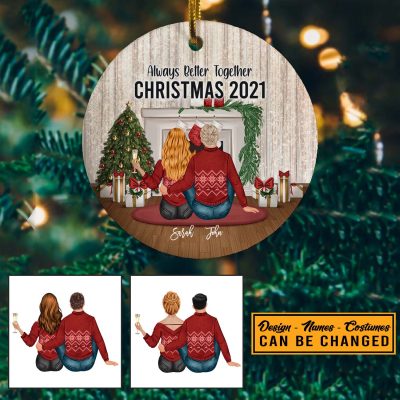 Always Together Better Personalized Married Couples Christmas Ornament - Newlyweds Mr Mrs Christmas Ornament