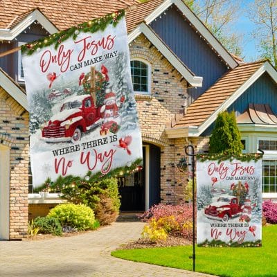 Alternative view of Only Jesus Can Make The Way Where There Is No Way Christmas Garden Flag - Christian Xmas House Flag