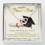 Happy Graduation Congratulations You Did It Interlocking Hearts Pendant Necklace - Graduation Jewelry Gifts - Interlocking Hearts Necklace