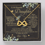 To My Beautiful Daughter Sometimes It's Hard To Tell You Infinity Heart Pendant Necklace - Mom Daughter Gifts - Infinity Heart Necklace (18K Yellow Gold)