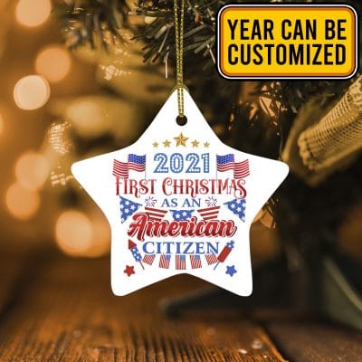 Personalized First Christmas As An American Citizen Christmas Ornament Keepsake - US Citizenship Gifts