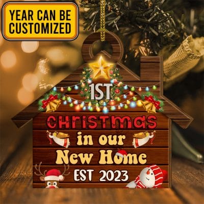 Alternative view of Personalized First Christmas In Our New Home Decorative Custom Shaped Wooden Christmas Ornament Keepsake