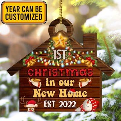 Personalized First Christmas In Our New Home Decorative Custom Shaped Wooden Christmas Ornament Keepsake