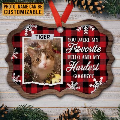 Personalized You Were My Favorite Hello And Hardest Goodbye Memorial Medallion Metal Ornament Keepsake