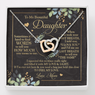 To My Beautiful Daughter Sometimes It's Hard Interlocking Hearts Pendant Necklace - Mom Daughter Gifts - Interlocking Hearts Necklace