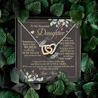 To My Beautiful Daughter Sometimes It's Hard Interlocking Hearts Pendant Necklace - Mom Daughter Gifts