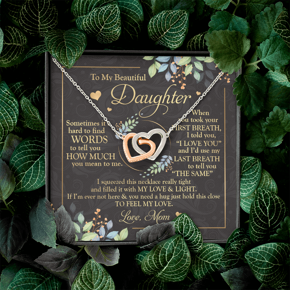 To My Beautiful Daughter Sometimes It's Hard Interlocking Hearts Pendant Necklace - Mom Daughter Gifts