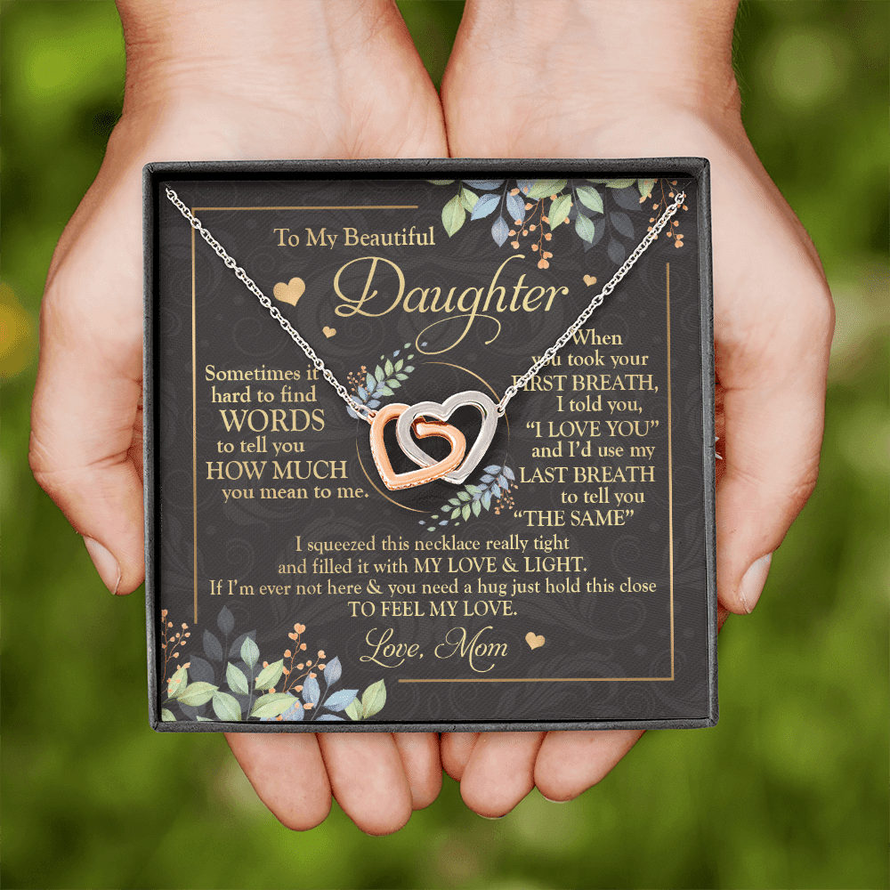 To My Beautiful Daughter Sometimes It's Hard Interlocking Hearts Pendant Necklace - Mom Daughter Gifts