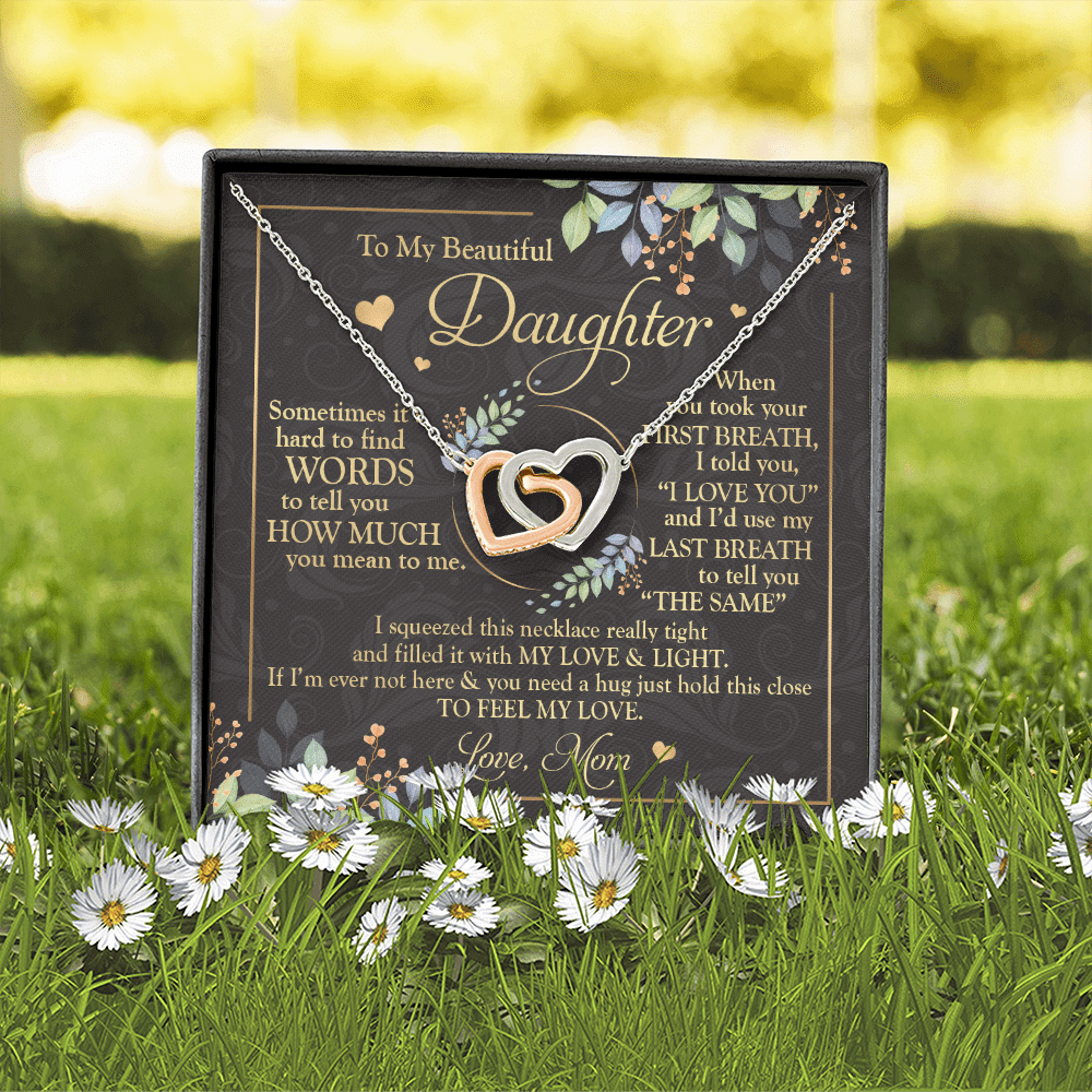 To My Beautiful Daughter Sometimes It's Hard Interlocking Hearts Pendant Necklace - Mom Daughter Gifts