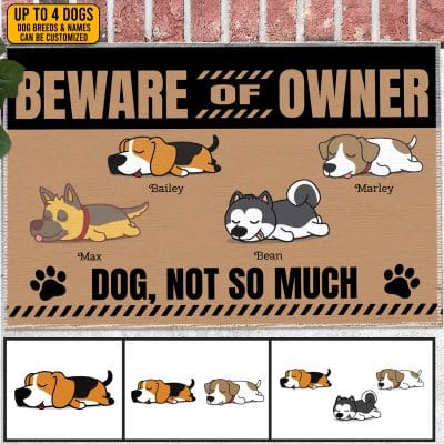 Alternative view of Personalized Dog Lazy Lying Beware Of Owner Dog Not So Much House Doormat - Outdoor Indoor Mat