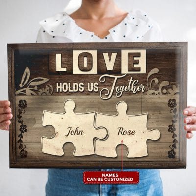Personalized Love Holds Us Together Wrapped Framed Canvas Prints - Unframed Poster - Home Decor Wall Art