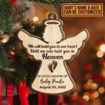 Personalized We Will Hold You In Our Hearts Baby Angel Memorial Custom Shaped Ornament - Baby Miscarriage Ornament