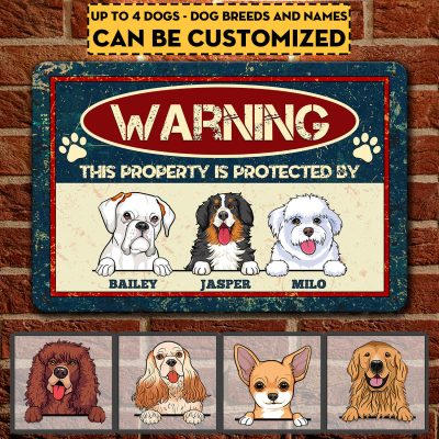 Alternative view of Personalized Dog Breeds Warning This Property Is Protected By Decorative Metal Sign - Dog Lover Outdoor Decor