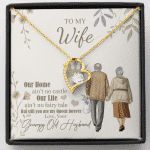To My Wife Our Home Ain't No Castle From Your Grumpy Old Husband Forever Heart Pendant Necklace - Forever Love Necklace (18K Yellow Gold)