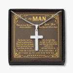 To My Man The Day I Met You I Found My Missing Piece Boyfriend Husband Christian Cross Pendant Necklace - Artisan Crafted Cross Necklace