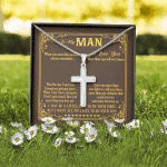 To My Man The Day I Met You I Found My Missing Piece Boyfriend Husband Christian Cross Pendant Necklace