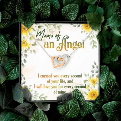 Mama Of An Angel Miscarriage Memorial Interlocking Hearts Pendant Necklace - Bereavement Remembrance Jewelry