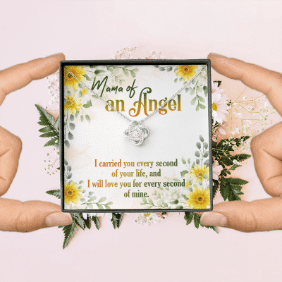 Mama Of An Angel Miscarriage Memorial Love Knot Necklace - Stillborn Bereavement Remembrance Jewelry