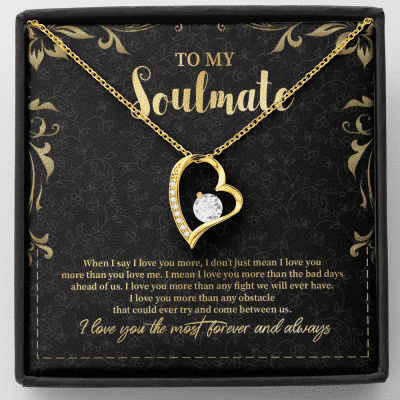 To My Soulmate Forever Love Pendant Necklace - Jewelry Gifts For Her Girlfriend Wife - Forever Love Necklace (18K Yellow Gold)