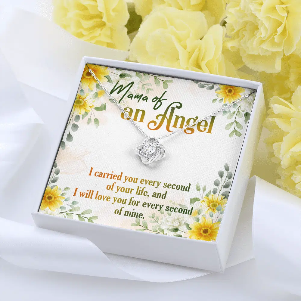 Mama Of An Angel Miscarriage Memorial Love Knot Necklace - Stillborn Bereavement Remembrance Jewelry
