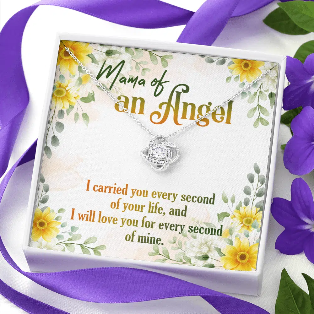 Mama Of An Angel Miscarriage Memorial Love Knot Necklace - Stillborn Bereavement Remembrance Jewelry