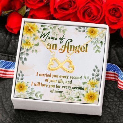Alternative view of Mama Of An Angel Miscarriage Memorial Infinity Heart Pendant Necklace - Bereavement Remembrance Jewelry