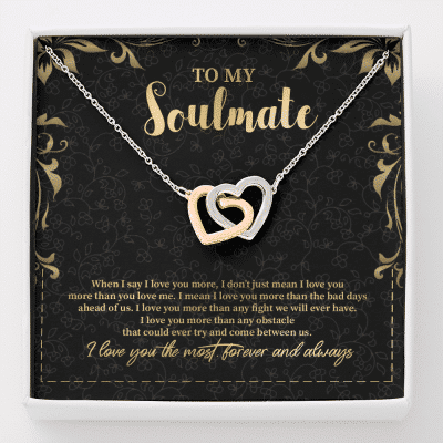 To My Soulmate Interlocking Hearts Pendant Necklace - Jewelry Gifts For Her Girlfriend Wife - Interlocking Hearts Necklace