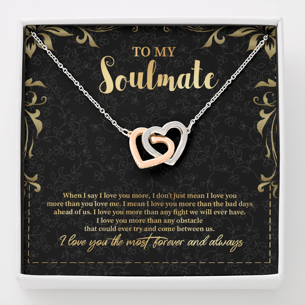 To My Soulmate Interlocking Hearts Pendant Necklace - Jewelry Gifts For Her Girlfriend Wife - Interlocking Hearts Necklace