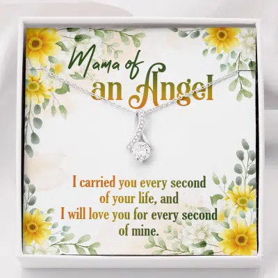 Mama Of An Angel Miscarriage Memorial Alluring Beauty Necklace - Stillborn Bereavement Remembrance Jewelry - Alluring Beauty Necklace