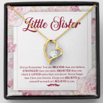 Little Sister Always Remember You Are Braver Than You Believe Stronger Than You Seem Forever Love Heart Pendant Necklace - Forever Love Necklace (18K Yellow Gold)