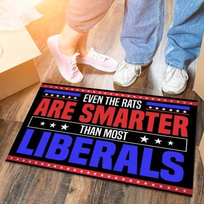 Alternative view of Even The Rats Are Smarter Than Most Liberals Funny Political House Doormat - Outdoor Indoor Mat