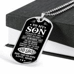 From Mom To My Son Whenever Life Tries to Knock You Down Dog Tag Pendant Necklace