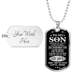 From Mom To My Son Whenever Life Tries to Knock You Down Dog Tag Pendant Necklace