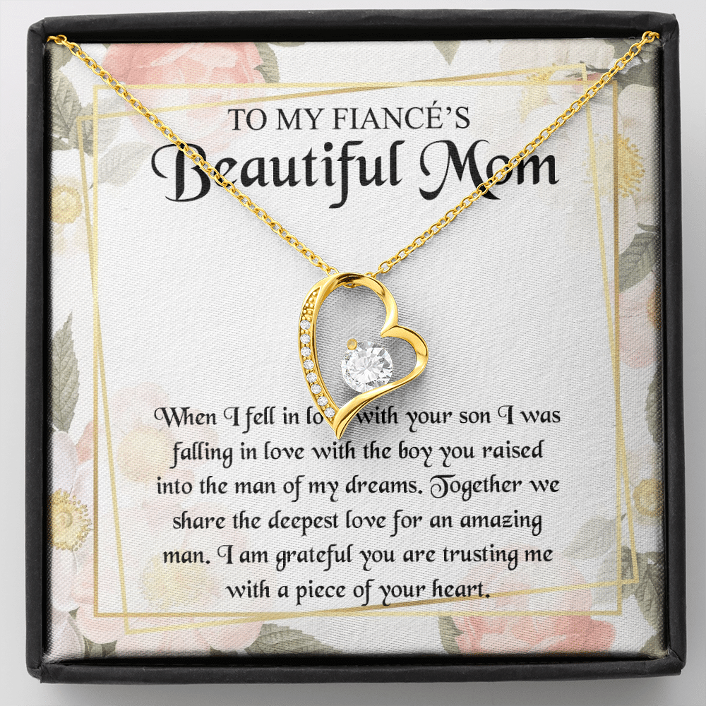 To My Fiancé's Beautiful Mom when I Fell in Love with Your Son Fiancé Mom Gifts Forever Love Pendant Necklace - Forever Love Necklace (18K Yellow Gold) To My Fiancé's Beautiful Mom when I Fell in Love with Your Son Fiancé Mom Gifts Forever Love Pendant Necklace - Forever Love Necklace (18K Yellow Gold)
