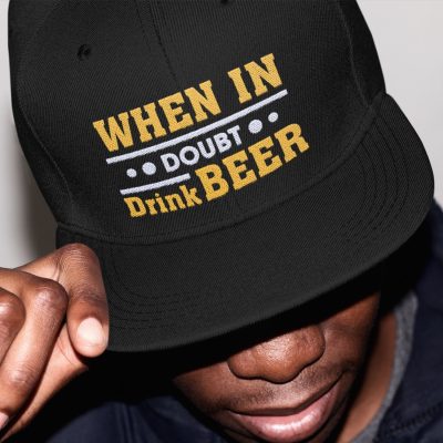 Alternative view of When In Doubt Drink Beer Twill Cap - High-Profile Snapback Hat - Beer Lover Gifts