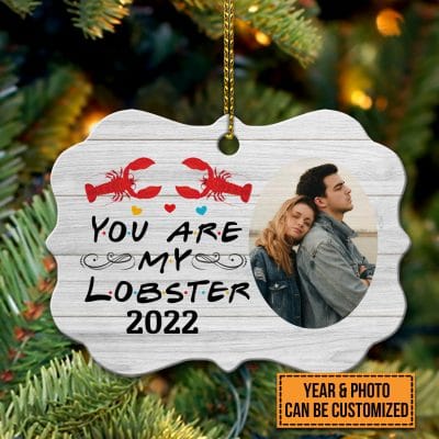 Alternative view of You Are My Lobster Personalized Photo Medallion Metal Ornament Keepsake - Couple Valentine's Day Gifts