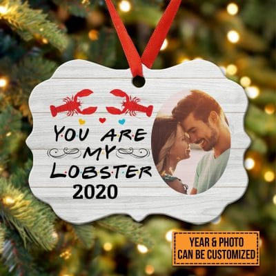 You Are My Lobster Personalized Photo Medallion Metal Ornament Keepsake - Couple Valentine's Day Gifts